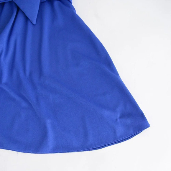 Vintage 80's After Dark Royal Blue Swing Dress with Bow 9/10 - Picture 7 of 15